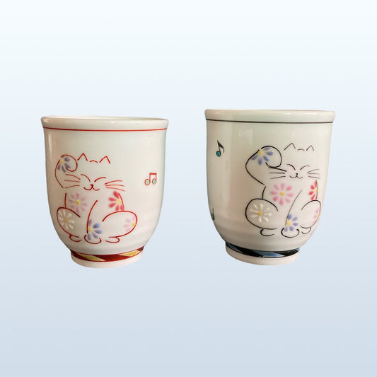 九谷燒｜招財貓茶杯組
