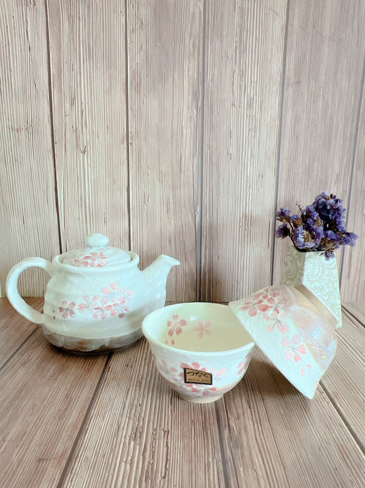 美濃燒｜ 禮品組｜平安櫻花茶具組禮盒